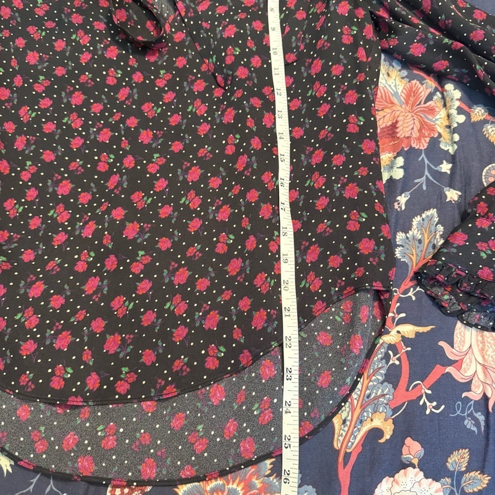 Veronica Beard Louama Tie Neck Dark Floral Blouse size 2 - Picture 13 of 14